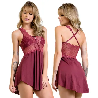 Roupa de Dormir Camisola Microfibra Renda sem Bojo - Promoção - Branco