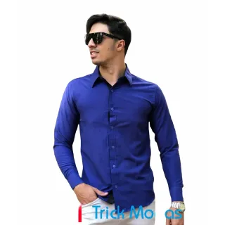 Promoção: Camisa Social Masculina Slim Manga Longa Lisa Estampada Varias Cores - P AO GG - Rosa Shok