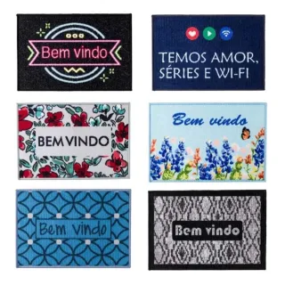 Capacho Estampado Antiderrapante - Tapete de Boas-vindas Emborrachado para Entrada de Casa - ROSA DOCE LAR