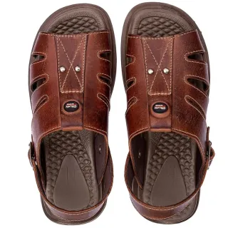 Papete Ortopédico Couro Legítimo Masculina Sandália Franciscana - Pinhão