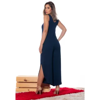 Moda Feminina Casual Macação Pantacourt Versátil Bolso Confortável - Preto