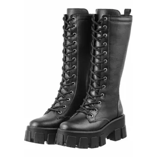 Coturno Feminino Cano Alto Plataforma GiGiL - Com Zíper - Preto