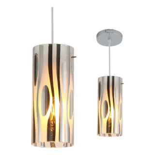 Pendente Lustre Luminária Zibra Taschibra em prata com vidro trabalhado para 1 lâmpada - Único