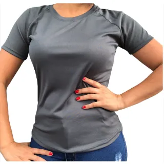Fitness Camiseta Feminina Dry Fit Academia - Cinza