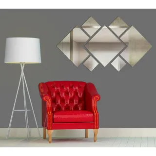 Promoção de Conjunto de Espelhos Quadrados em Acrílico Decorativo com 7 Peças P20 - Único
