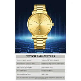 Relógio Masculino OLEVS TY701 - Original Luxo, Dourado, Prova d