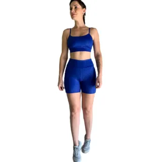 Empina Bumbum Conjunto Shorts Top Cirrê 3D Fitness Academia Corrida Ciclismo - Terracota