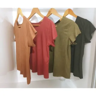Camisetas femininas básicas, diversas cores e tamanhos. Frete grátis acima de duas unidades! - Terracota