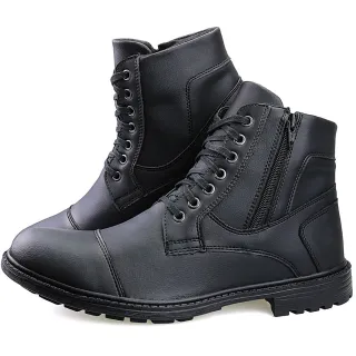 Conforto Dhshoes: Bota Coturno Masculino Casual Ajustável com Zíper e Cadarço - Preto