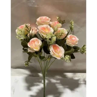 Flores Artificiais com 9 rosas em promoção - Rosa Clarinho