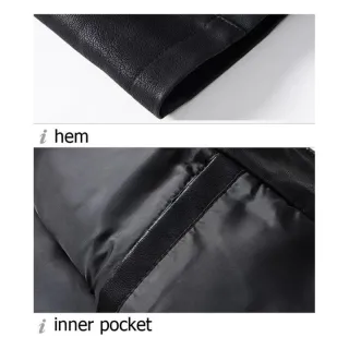 Jaqueta masculina moderna resistente em couro sem capuz - Preto
