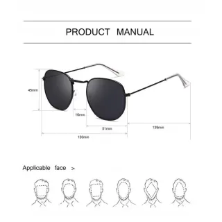 Lançamento Óculos de Sol Fashion Unissex Hexagonal Feminino e Masculino - Dourado de verde