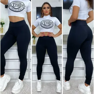 Legging Feminina Inverno Grossa Peluciada Flanelada Forrada - Cinza