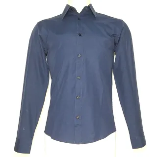 Camisa Slim Fit Manga Longa Social - Azul Escuro - G