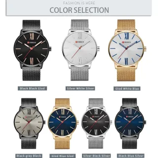 Relógio de Moda Curren Ouro Quartzo Masculino - black grey