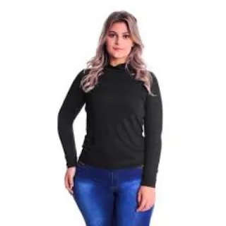 Segunda Pele Feminina Blusa Manga Longa Gola Alta Cacharel Suplex - Branco