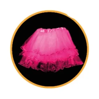 Fantasia Carnaval Saia Colorida Adulto Babado Tule 35 Cm - Pink