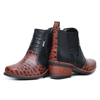 Botas Country em Couro Legítimo - Modelo 1011 - CAFE/ESTAMPADO