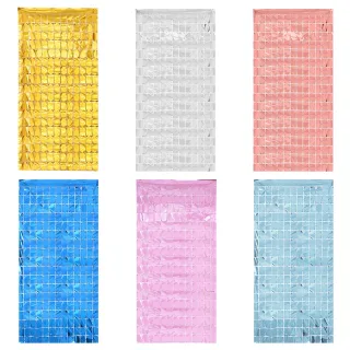 Decoração de Parede para Festas - Painel Metalizado Quadradinha - Preto