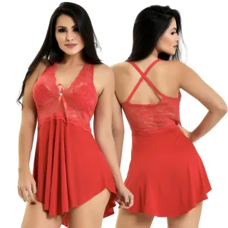 Renda Conforto Camisola Microfibra - Promoção Roupa De Dormir - Rose