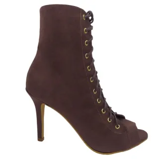 Coturno feminino com zíper frontal, salto alto fino - Raryel - CROCO PRETO