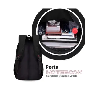 Mochila Resistente Água Unissex para Viagem ou Escola com Compartimento Acolchoado Notebook - Cor Aleatória
