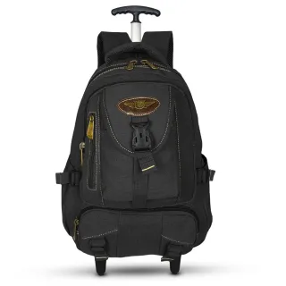 Lançamento: Mochila Escolar Reforçada de Lona com Rodinhas - Bege