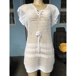 Canga feminina curta tricot moda verão saída de praia - Preto