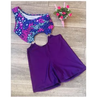 Macaquinho fitness academia curto com bojo alça única argola - Estampa 05