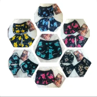 Saida de Praia Evangélico Feminino - Short Flores - PLUMA VERDE