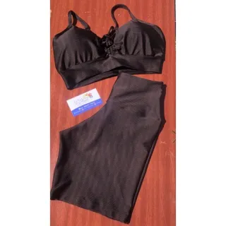 Conjunto fitness feminino com top de regulagem e short 3D para academia - Conjunto Azul Bic