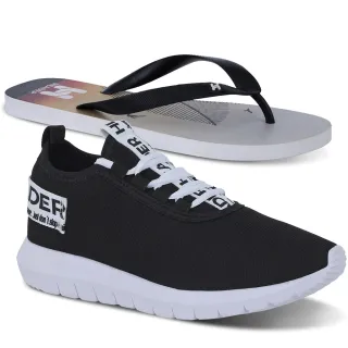 Caminhada Masculino Tênis Kit Impulse Header Academia Vendido + Chinelo - Branco e Branco