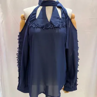 Feminino Manga Longa Blusa Crepe - Rose