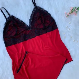 Pijama de Verão Plus Size Renda Short Dool - Ref 879 - Todo preto