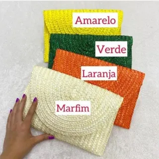 Ecobag feminina com forro interno e palha brilhosa - Carteira de palha natural - Amarelo