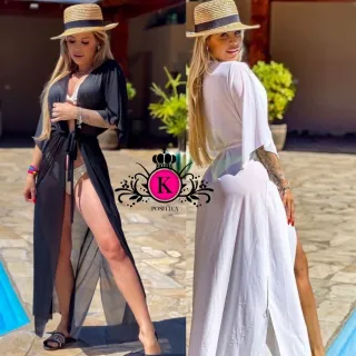 Cardigan Verão - Kimono de Praia - Kimono - Preto