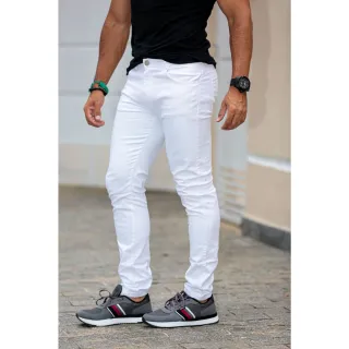 Calça Branca Esporte Fino Masculina Slim Fit Moderna - Preto