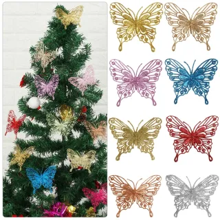 Enfeites de Natal Borboleta Glitter Oco - Conjunto com 10 peças - #1 （10Pcs）