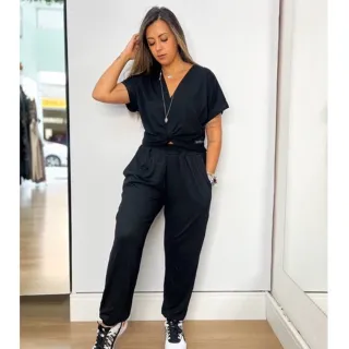 Blusa e Calça Jogguer Comfy Feminino Malha Viscolycra Confortável Versátil - Grafite