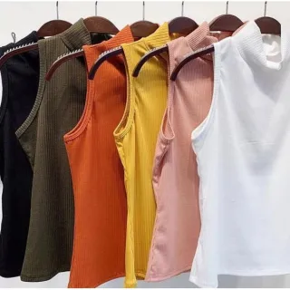 Blusa Regata Gola Alta Kit 2 Sem Bojo - Branca