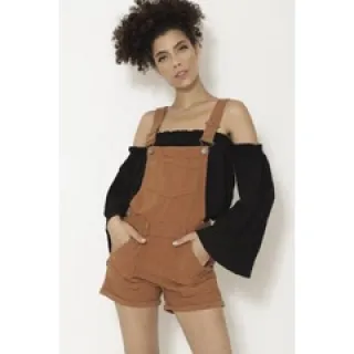 Macaquinho Colorido Jeans Jardineira Branco - 36