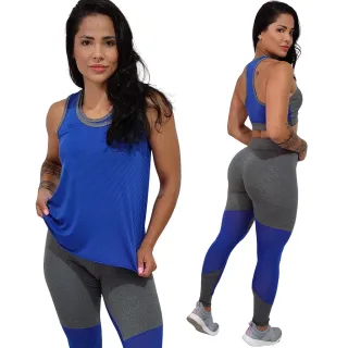 Roupa Academia Camiseta Regata Calça Legging Top Bojo Fitness Kit - Chocolate