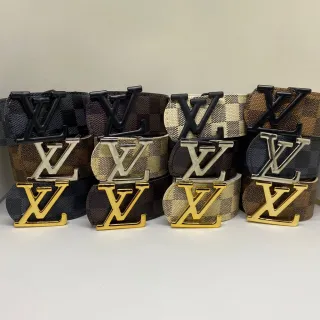 Liso Importado Unissex Xadrez Couro Social Cinto - Dourado - Marrom