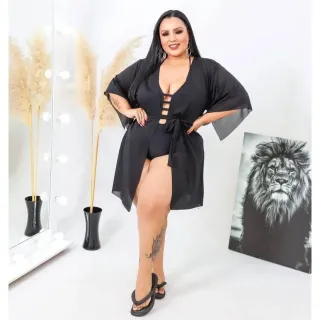 Novidade de Verão: Canga Plus Size Kimono Curta para Praia
