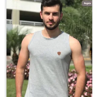 Camisa masculina listrada, regata Longline masculina - Cinza