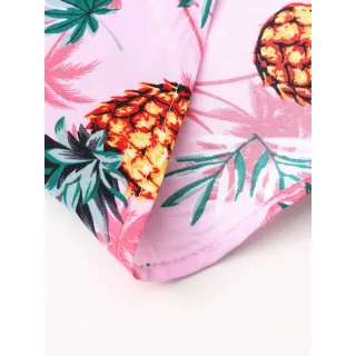 Camisa Manga Curta Masculina Slim Estampa Abacaxi Rosa - Fdc029 Abacaxi Rosa