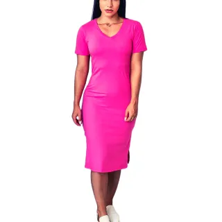 Moda Evangélica: Vestido Midi Malha Gola V 100% Algodão - G