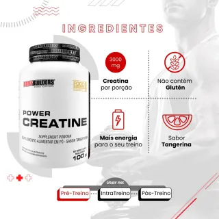 Combo de Suplementos para Aumento de Massa Muscular - Whey Protein, Power Creatina e Coqueteleira - Baunilha