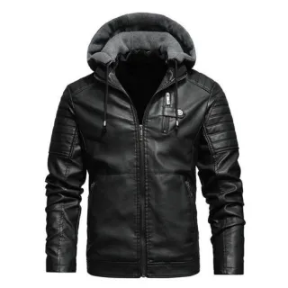 Couro masculina jaqueta de