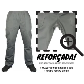 Uniforme Calça Cargo Reforçada Brim Pesado Profissional - Preta